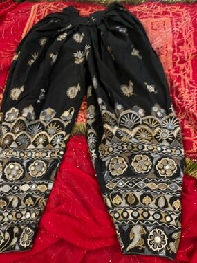 ANOKHI Vintage Black & Gold Embroidered Women’s Harem Pants